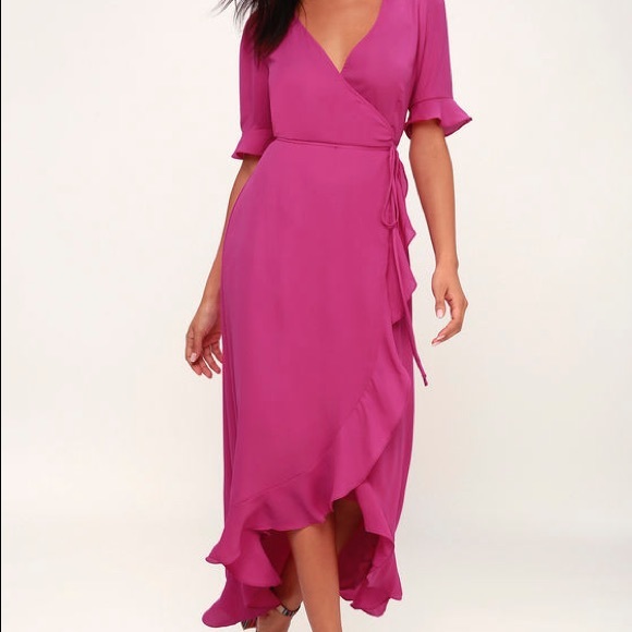 Lulus Dresses & Skirts - Lulus magenta wrap dress maxi
